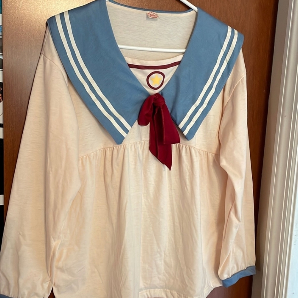 Japanese Anime Sailor Collar Baby Tee/Blouse XL